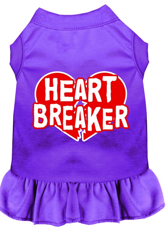 Heart Breaker Screen Print Dress Purple XS